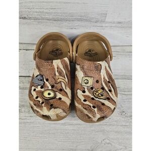 Crocs Jurassic World Clogs M4 W6 Brown Beige Camo Dinosaur EUC